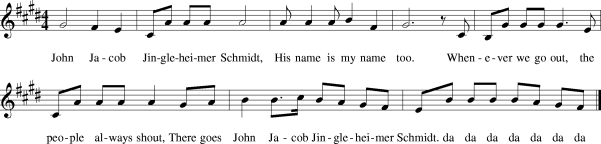 John Jacob Jingleheimer Schmidt John Jacob Jingleheimer Schmidt